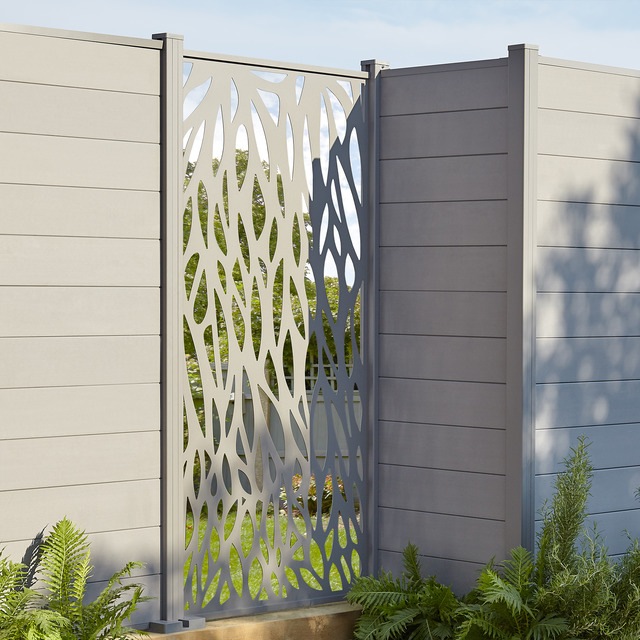 Quirky fence panel in grey garden fence and wall ideas