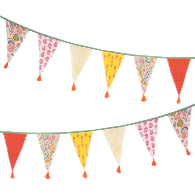 Colourful Paisley print bunting for garden fence