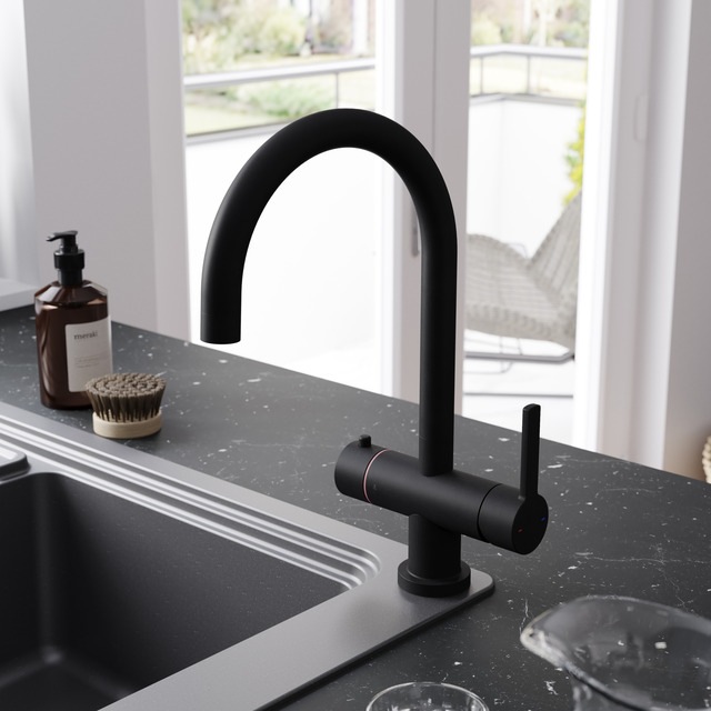 GoodHome matt black instant hot water tap