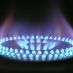 A gas burner in operation