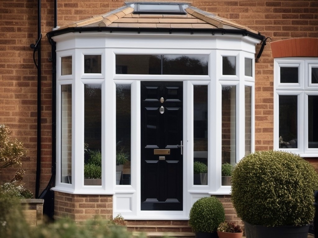 UPVC porch extension in white