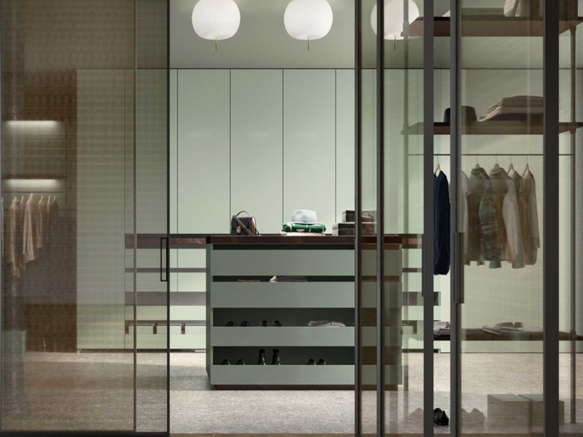 Look at sliding screens to zone your walk in wardrobe from your bedroom