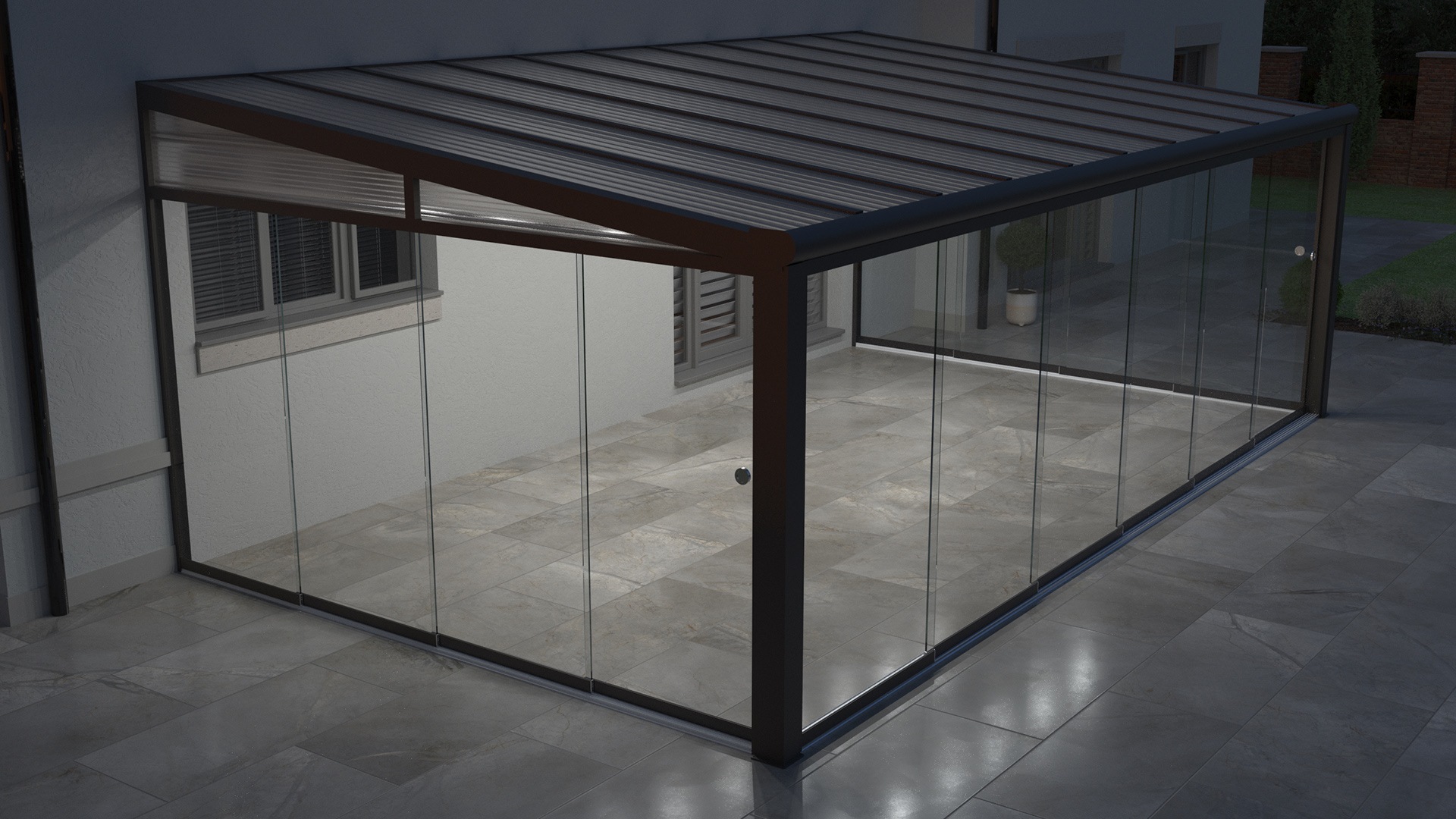 glass veranda outside house