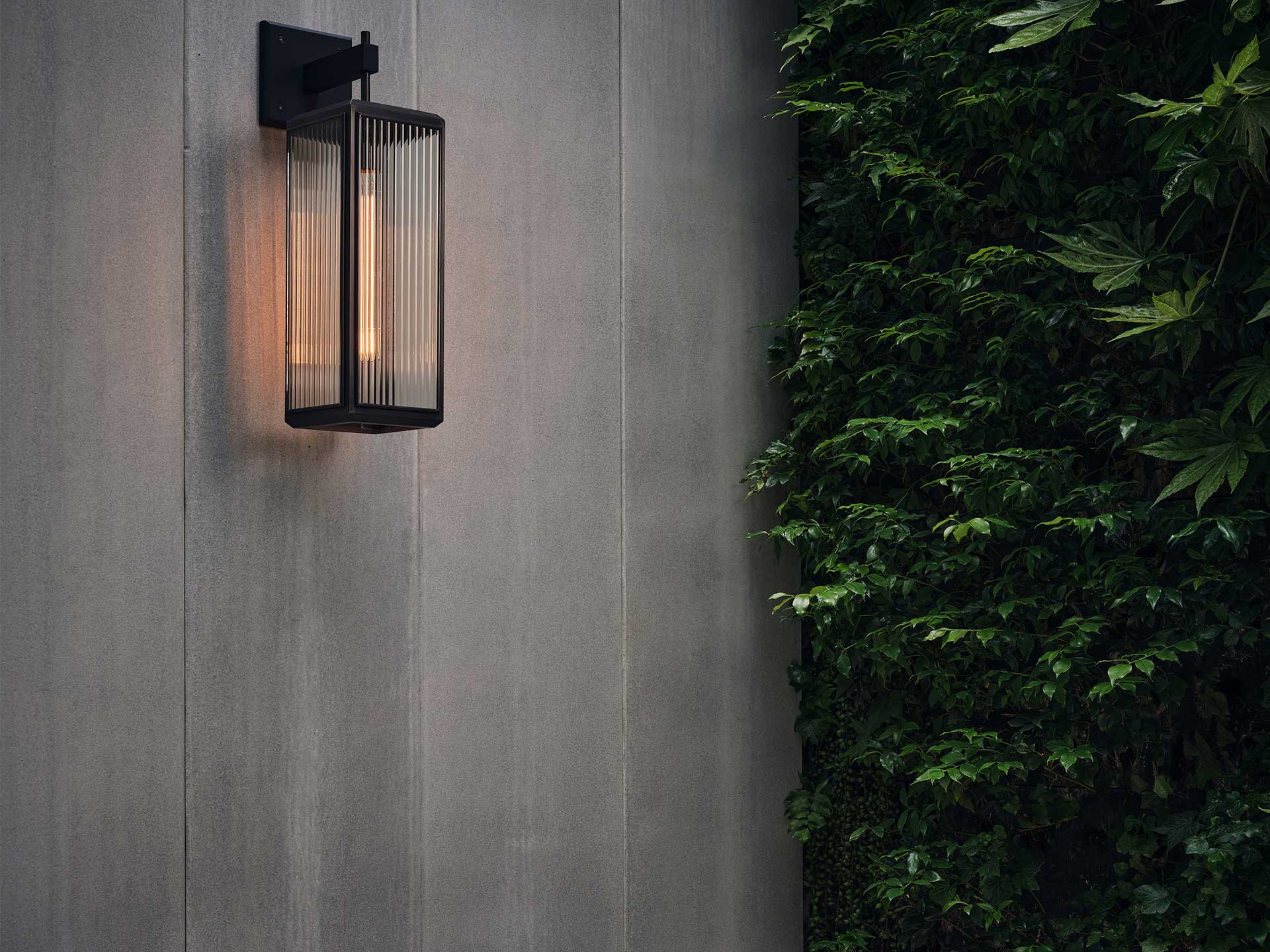 Reeded glass diffuses the light casting a softer glow in your outdoor lighting