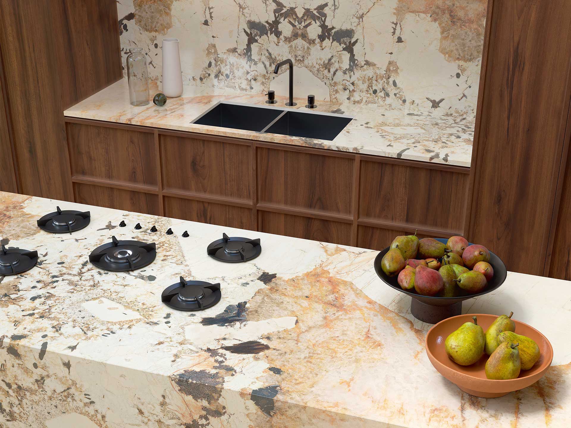 A ceramic surface idea is to have your hob built into your worktop