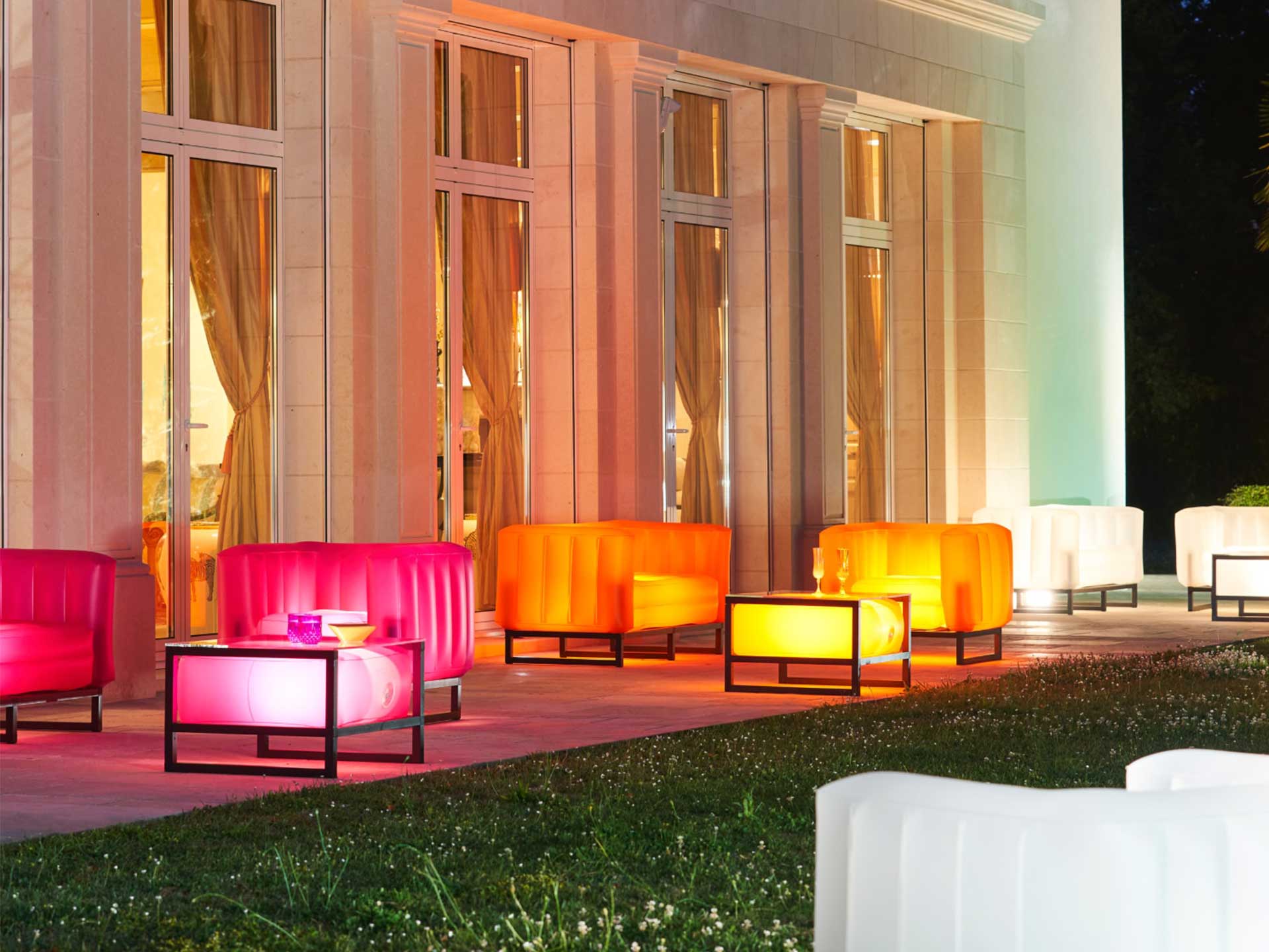 Bring in colour and fun with Lime Lace's brightly lit outdoor furniture