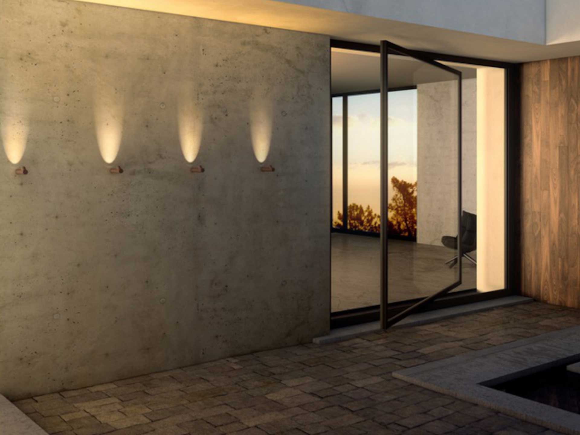 Try these Nedgis uplighters that cast a soft glow on exterior walls