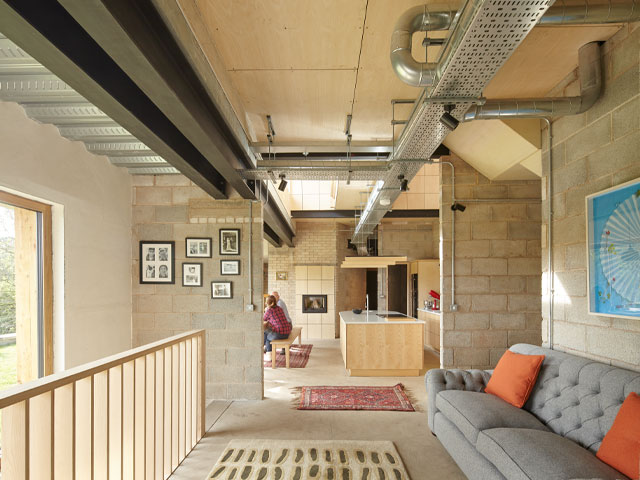 Home interior with MVHR ducting visible on the ceiling