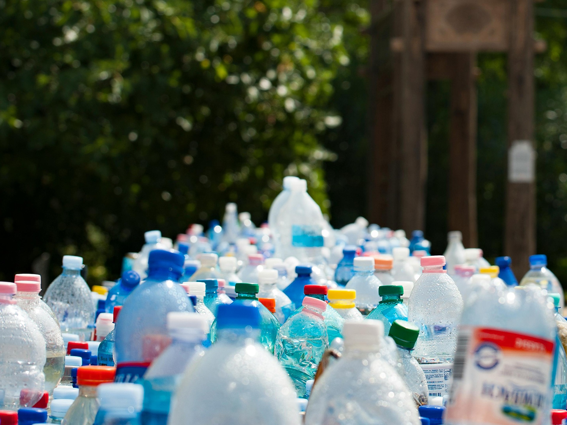 Lots of empty plastic bottles 