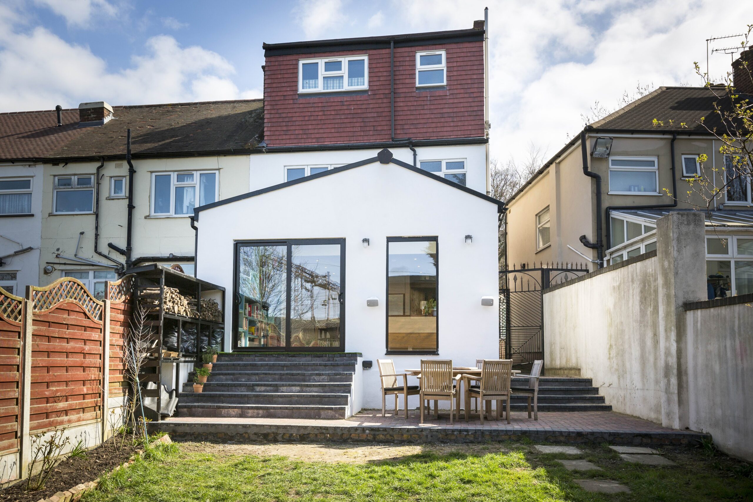 The author's modern rear extension, rendered in white